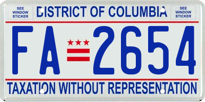 DC license plate FA2654