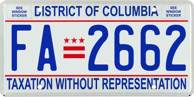 DC license plate FA2662