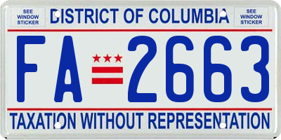 DC license plate FA2663