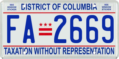 DC license plate FA2669