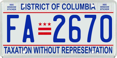 DC license plate FA2670