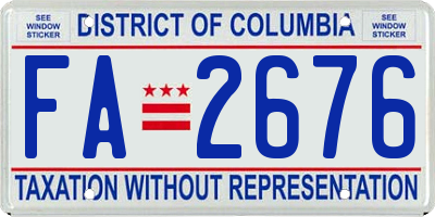 DC license plate FA2676