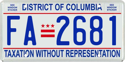 DC license plate FA2681