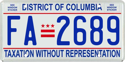 DC license plate FA2689