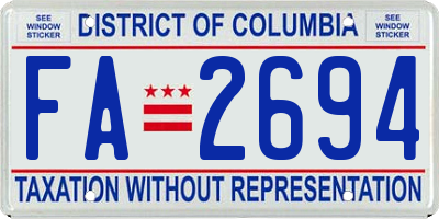 DC license plate FA2694