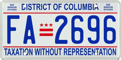 DC license plate FA2696