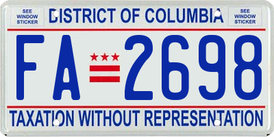 DC license plate FA2698