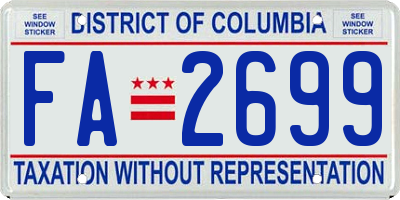 DC license plate FA2699