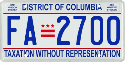 DC license plate FA2700