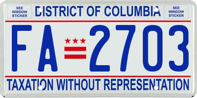 DC license plate FA2703