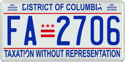 DC license plate FA2706