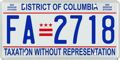 DC license plate FA2718