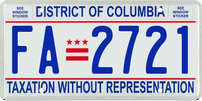 DC license plate FA2721