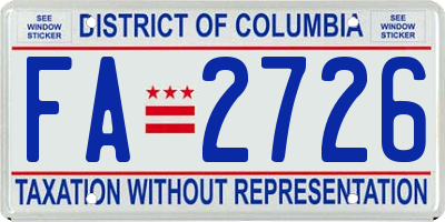 DC license plate FA2726