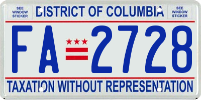 DC license plate FA2728