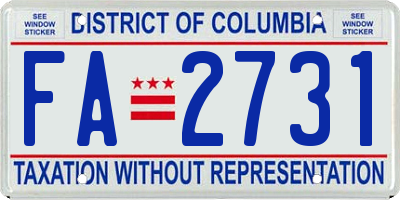 DC license plate FA2731