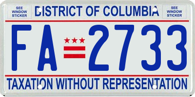 DC license plate FA2733