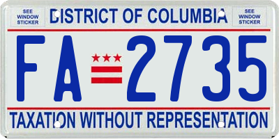 DC license plate FA2735