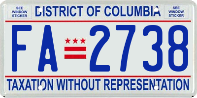 DC license plate FA2738