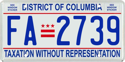 DC license plate FA2739