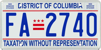 DC license plate FA2740