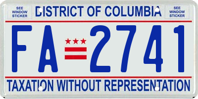 DC license plate FA2741