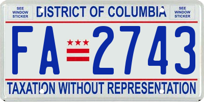 DC license plate FA2743