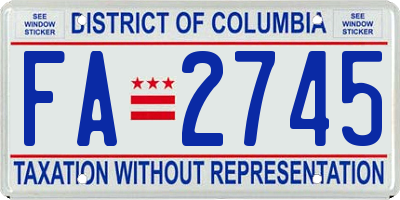 DC license plate FA2745