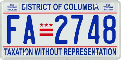 DC license plate FA2748