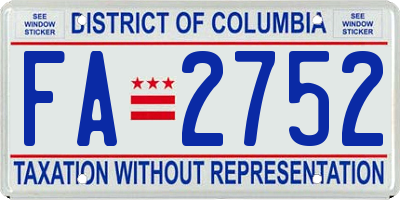 DC license plate FA2752