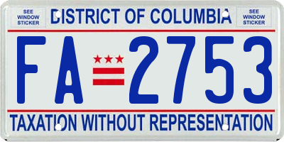 DC license plate FA2753