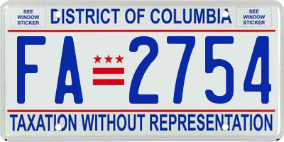 DC license plate FA2754