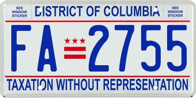 DC license plate FA2755