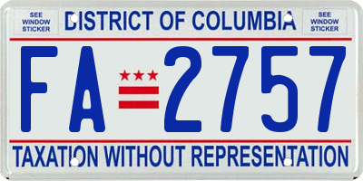 DC license plate FA2757