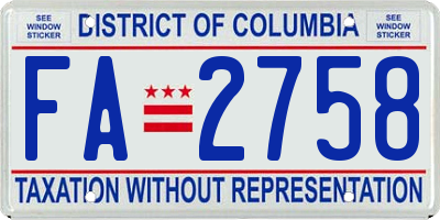 DC license plate FA2758