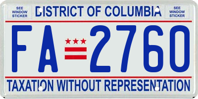 DC license plate FA2760