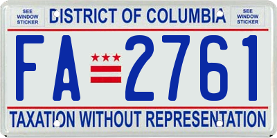 DC license plate FA2761