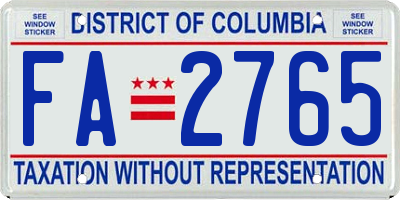 DC license plate FA2765