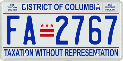 DC license plate FA2767