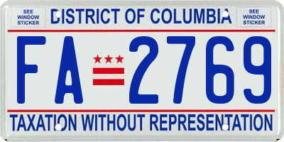 DC license plate FA2769