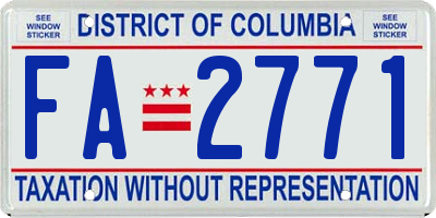 DC license plate FA2771