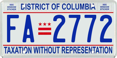 DC license plate FA2772