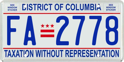 DC license plate FA2778