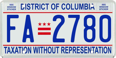 DC license plate FA2780