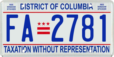 DC license plate FA2781