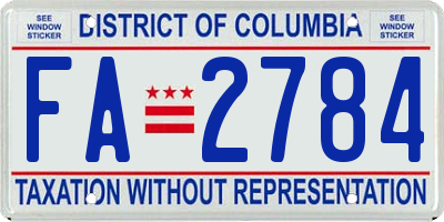 DC license plate FA2784