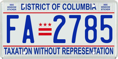 DC license plate FA2785