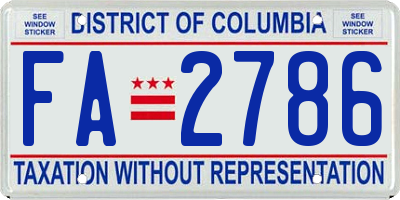 DC license plate FA2786