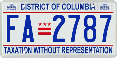 DC license plate FA2787