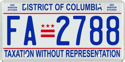 DC license plate FA2788